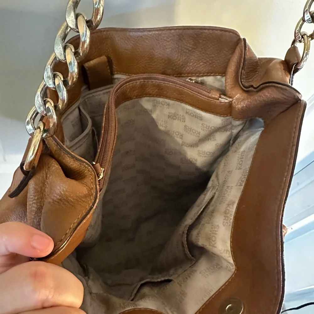 Michael Kors Hamilton Vintage Y2K Brown Leather large Satchel Bag